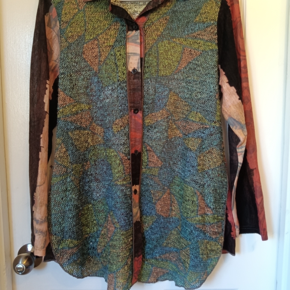CLEARANCE SALE!! Palila San Francisco Multicolor Leaf Pattern Button Down Sz M